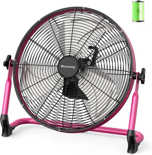 Vista 12 de Ventilador de suelo portátil de 14 pulgadas, ventilador de campamento inalámbrico para exteriores, ventilador recargable de larga duración