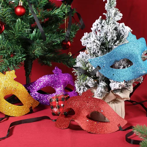 Vista 5 de 30 máscaras de Mardi Gras máscara de máscaras a granel para mujeres y hombres máscara veneciana de plástico con purpurina brillante máscaras
