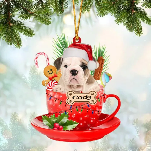 Vista 14 de NAZENTI Adorno personalizado de Alaskan Malamute en taza roja, adorno de Navidad personalizado para perros amantes de las mascotas, colgante