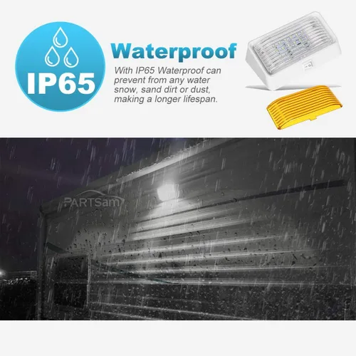 Vista 4 de Partsam Luz LED rectangular para porche RV con interruptor de encendido/apagado, lámpara exterior de casa rodante, repuesto para casas rodantes