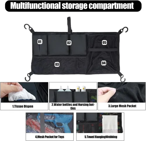 Vista 6 de Red de carga para cochecito, organizador de accesorios Abnaok Wagon compatible con modelos WONDERFOLD Serie W, bolsa de almacenamiento de malla