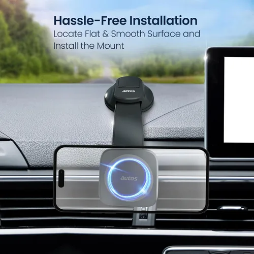 Vista 6 de aetos Soporte magnético para iPhone MagSafe para teléfono con base de succión adhesiva, compatible con iPhone 17/16/15/14 Pro/Plus/Max y teléfonos