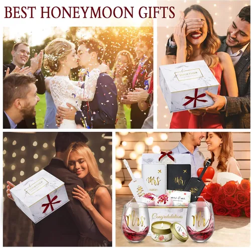 Vista 7 de Yorktend Regalo de boda y compromiso para parejas: día de San Valentín, novia y novio, recién casados señor y señora, esenciales de luna de miel