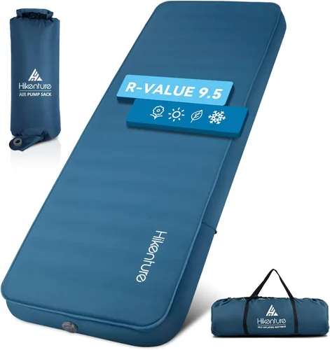 Vista 9 de Hikenture Colchoneta de dormir autoinflable de 4 pulgadas de grosor con valor 9.5 R, colchón de campamento Comfort Plus con saco de bomba