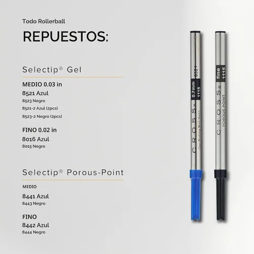 Vista 8 de Cross Selectip - Recambio de bolígrafo de gel, paquete individual, tinta Negro