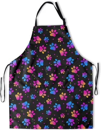 Vista 10 de Kawani Delantal adulto con bolsillos, delantal de cocina de chef Negro Floral