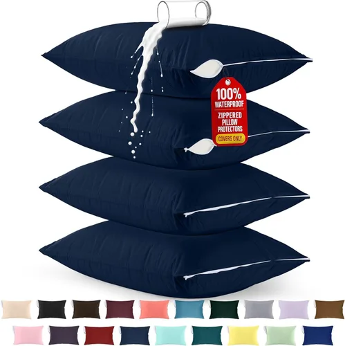 Vista 15 de Utopia Bedding Protector de almohada impermeable, con cremallera, paquete de 2, beige, estándar, funda de almohada a prueba de chinches, de 20 x 26