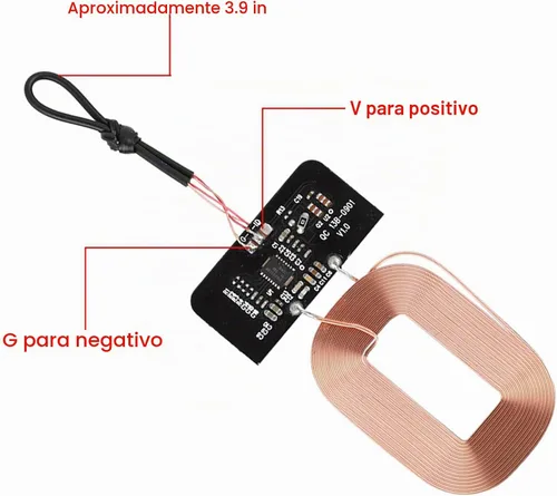 Vista 6 de Módulo receptor de carga inalámbrica, transmisor de bricolaje certificado Qi con protección de seguridad, compatible con todos los teléfonos Qi