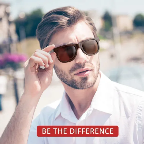 Vista 2 de WOODWORD Gafas de sol polarizadas de madera para hombres y mujeres gafas de sol de madera de bambú con funda