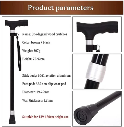 Vista 3 de ZAPION Walking Stick Elderly Cane, Old Man Walking Stick Tapping Stick T Handle Baston Elder Stable Crutch Hiking Elderly and Arthritis Seniors