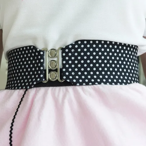 Vista 3 de Hip Hop 50s Shop Cinturón elástico de 3 pulgadas de ancho estilo años 50 para mujer, tallas junior y grandes, hecho a mano en los Estados Unidos