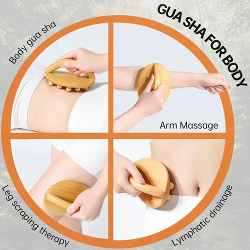 Vista 3 de Herramientas de masaje de terapia de madera, herramienta de masaje de celulitis, cepillo corporal de masaje de madera, alivio de la picazón