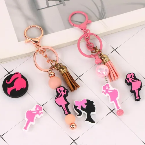 Vista 5 de 12 cuentas focales de silicona para bolígrafos, con forma de personajes, cuentas de silicona para hacer llaveros, cuentas a granel para hacer joyas