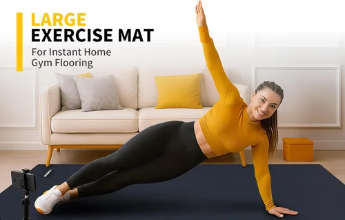 Vista 6 de CAMBIVO Alfombrillas de ejercicio grandes para entrenamiento en casa, 8 x 6 pies/7 x 5 pies/6 x 4 pies (0.276 in) extra gruesas para gimnasio