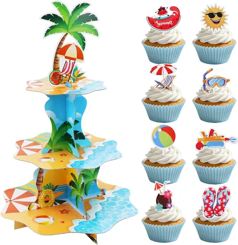 Vista 15 de BEISHIDA Soporte para cupcakes de dinosaurio de 3 niveles, decoración de fiesta, temática de dinosaurio, soporte para cupcakes, 12 piezas