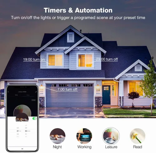 Vista 5 de Lighting EVER Bombillas LED inteligentes, compatibles con Alexa y Google Assistant, equivalente a 60 vatios, regulables con aplicación
