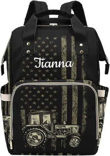 Vista 9 de XOZOTY Mochila de pañales personalizada con nombre para hombres y mujeres, bolsas de bebé de enfermería personalizadas, bolsa de viaje para hombros