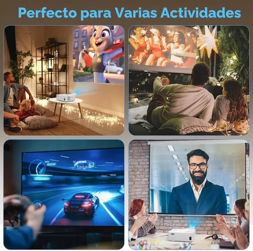 Vista 8 de Pericat Proyector con WiFi 5G y Bluetooth, proyector de video para exteriores Native 1080P 18000L compatible con pantalla de 4K y 350", Keystone