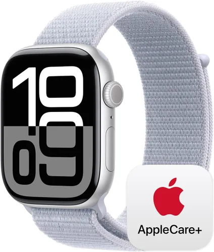 Vista 42 de Apple Watch Series 10 [GPS 42 mm] Smartwatch con caja de aluminio negro brillante y correa deportiva negra - M/L. Rastreador de fitness, aplicación