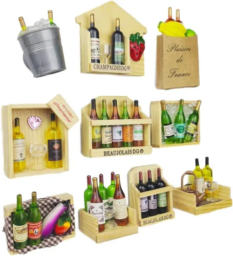 Vista 2 de 10 unids/set creativo estereoscópico botella de vino serie nevera imán nevera etiqueta magnética Home Deco imán accesorios de cocina (madera)