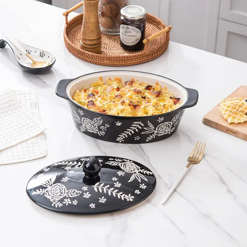 Vista 4 de Wisenvoy Cacerola con Tapa - Plato para Cazuela y Horno de Cerámica