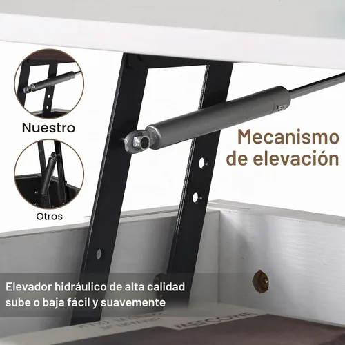 Vista 9 de Mesa auxiliar moderna, blanca, elevadora, madera, estante de almacenamiento, 28 x 28 x 24 pulgadas