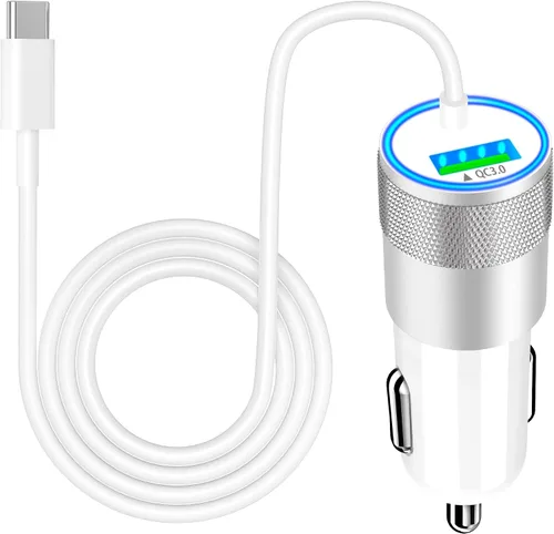 Vista 15 de Cargador retráctil certificado MFi de Apple, cargador de coche de 120W PD Bronce negro