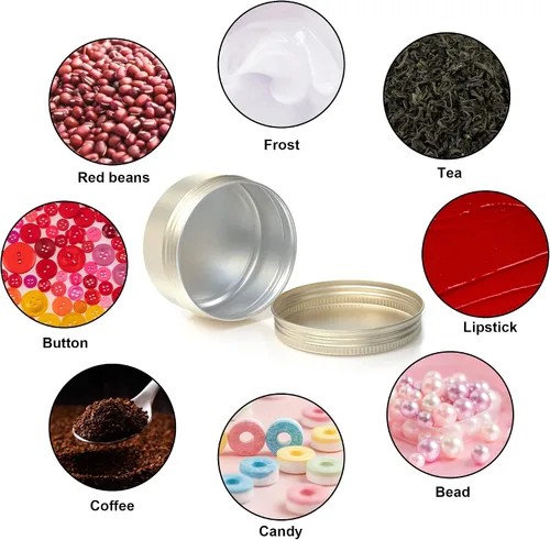 Vista 2 de 1st Choice Tarro de lata de aluminio recargable, 0.5 fl oz, tapa de rosca de aluminio, botella redonda para cosméticos, bálsamo labial, crema