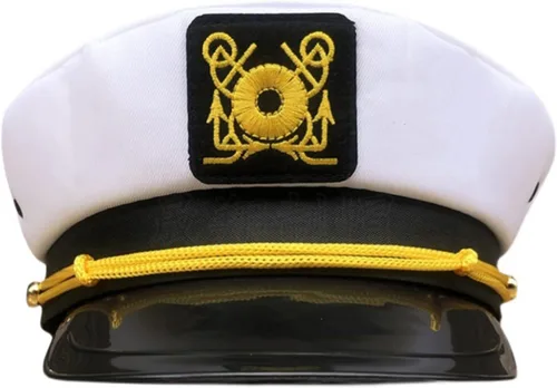 Vista 6 de Custom Text Captain Yacht Hat Cap Adult Costume Hat Sailor Navy Marine Admiral Hat for Halloween Costume Accessory