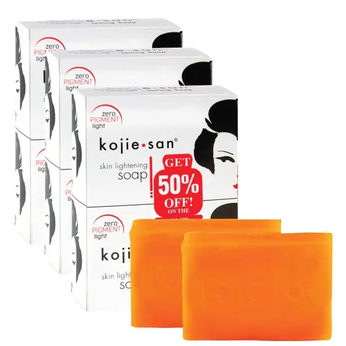 Vista 8 de Jabón Kojie San para aclarar piel y cuerpo - Jabón de ácido kójico original, barra removedora de manchas oscuras con glicerina y aceite de árbol