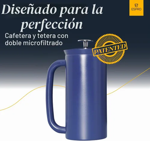 Vista 3 de ESPRO P7 Prensa francesa, 18 onzas, azul envejecimiento, cafetera de acero inoxidable Azul (Aegean Blue)