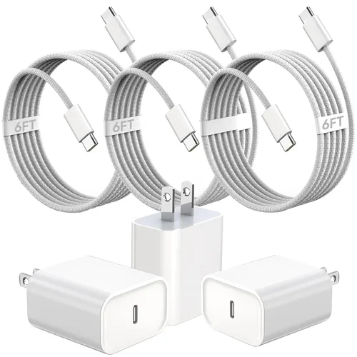 Vista 12 de Cargador rápido para iPhone 17/16/15, carga rápida extra larga de 10 pies, paquete de 3 bloques USB-C a USB C, cable de carga rápida para iPhone