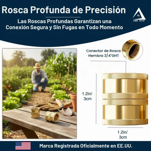 Vista 5 de DBR Tech® Adaptador de manguera hembra a hembra Conector de manguera de jardín resistente a prueba de fugas, accesorios de latón de agua GHT