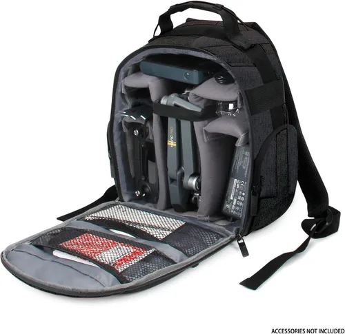 Vista 3 de USA Gear Mochila compacta para drones – Funda para dron cuadricóptero RC compatible con DJI Mini 4K, DJI Mini 3, AVIALOGIC, Controller y más Negro