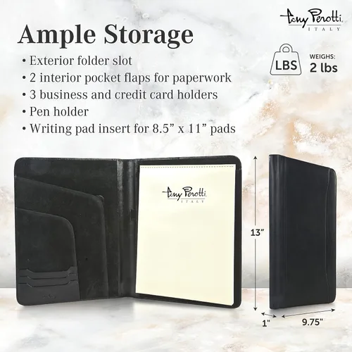 Vista 3 de Tony Perotti Portafolio de cuero italiano para hombres y mujeres – 8.5 x 11 pulgadas de cuero genuino – Padfolio profesional de negocios