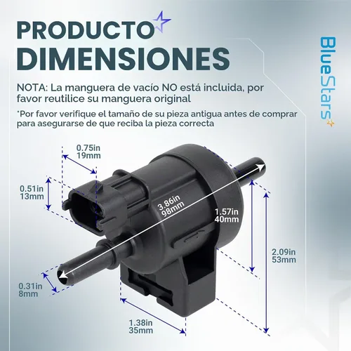 Vista 3 de BlueStars 55567453 Solenoide de válvula de purga de depósito de vapor EVAP Válvula de purga de ventilación - Compatible con Chevy Cruze 2011-2016