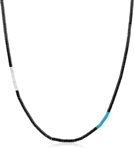 Vista 7 de COAI Collar de cuentas para hombre, collar de cristal Heishi para hombres de 20 a 26 pulgadas Lapislázuli