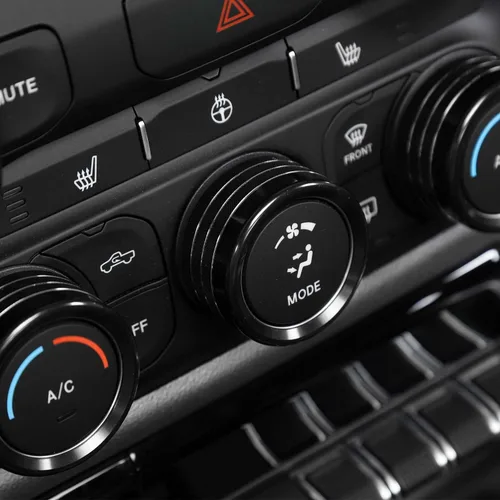 Vista 7 de RAZPOY Consola central de aire acondicionado de CA interruptor de radio, anillo de decoración interior, accesorios compatibles con Dodge RAM Negro