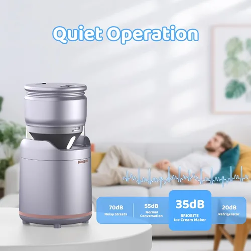 Vista 3 de BRIOBITE Máquina de helados, máquina de helado suave recargable con bajo ruido, compacta para 1-2 porciones, perfecta para sorbete, gelato, yogur