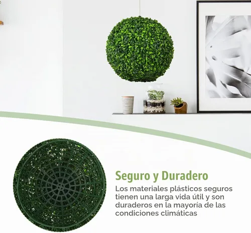 Vista 3 de Goplus 2 bolas topiarias artificiales de 15.7 pulgadas, bolas redondas de boj de imitación para exteriores, esferas de jardín decorativas