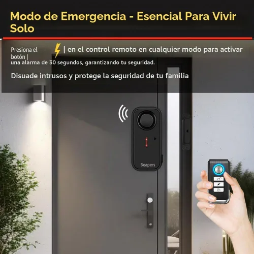 Vista 6 de Alarma de seguridad personal impermeable para puerta/ventana, IP66 resistente al agua con control remoto, 113 dB, modo alarma/timbre, espaciado