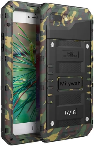 Vista 45 de Mitywah Funda impermeable para iPhone 7/iPhone 8 / iPhone SE 2020, funda de metal resistente de grado militar, protección de cuerpo completo