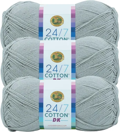 Vista 45 de Lion Brand Yarn Estampados DK de algodón 24/7, hilo para tejer, ganchillo y manualidades, azul, paquete de 1 Cotton Yarn for Knitting, Crochet
