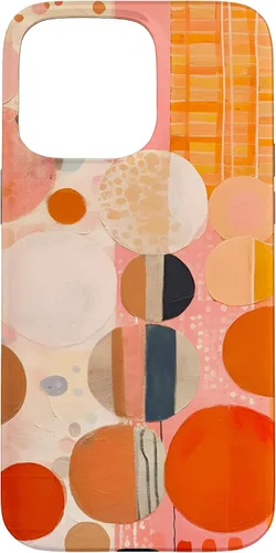 Vista 28 de iPhone 16 Abstract Boho Warm Orange and Pink Mid Century Modern Case
