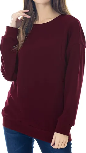 Vista 8 de Smallshow Sudadera de maternidad con capucha para lactancia, manga larga, para mujer Negro
