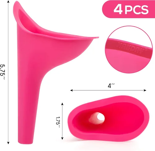 Vista 2 de Urinario femenino para mujeres, dispositivo portátil para orinar 4 unidades, embudo para orinar para viajes, camping, senderismo y actividades al