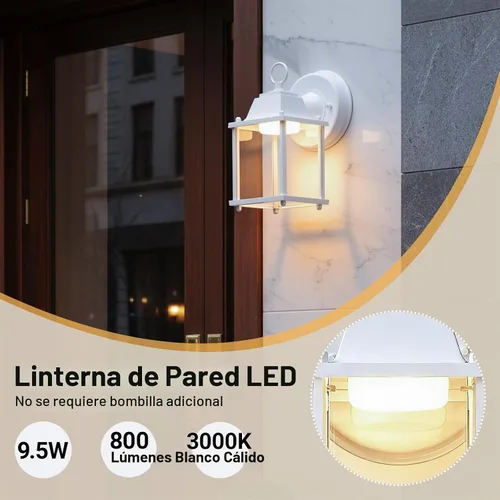 Vista 3 de LIT-PaTH Lámpara de pared con luz de diodo emisor de luz (LED) para exteriores, accesorios de iluminación de pared para porche, 3000K 9.5W 800