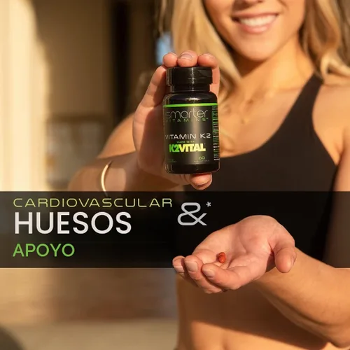 Vista 3 de Smarter Vitamina K2 MK7 100mcg fabricada con K2VITAL y col rizada para la salud ósea y apoyo cardiovascular K-2 MK-7 ayuda a utilizar calcio