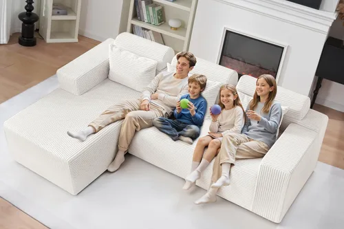 Vista 5 de HABUTWAY Sofás seccionales para sala de estar, sofá modular en forma de L de 105 pulgadas sin montaje, sofá modular con asiento profundo