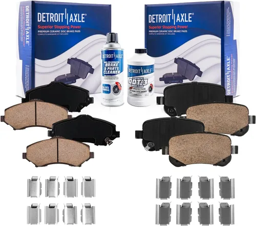 Vista 112 de Detroit Axle - Pastillas de freno de cerámica delanteras Reemplazo de pinza de freno derecha para Dodge Ram 1500 Dakota, Ram 1500 Classic - Juego